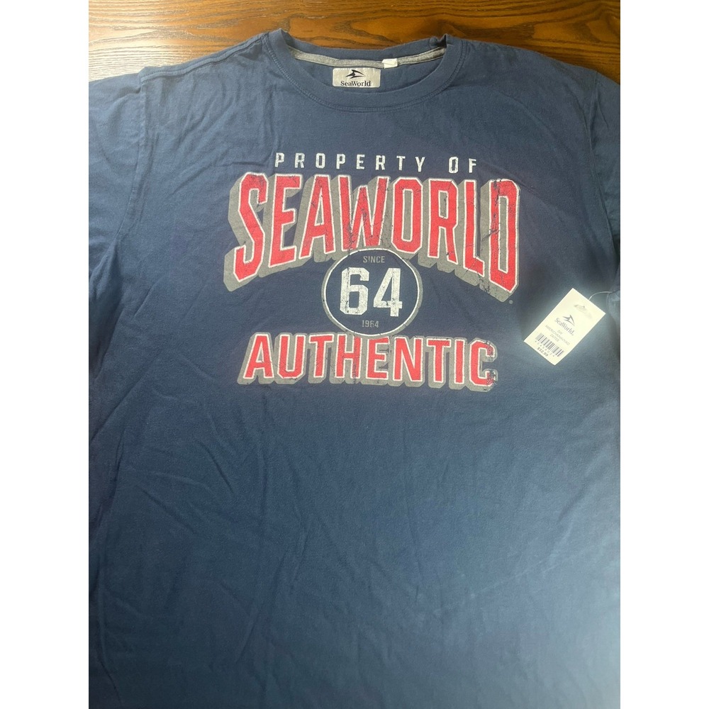 NEW Sea World Theme Park Property Of Seaworld Blue Graphic TShirt Size 2XL NWT